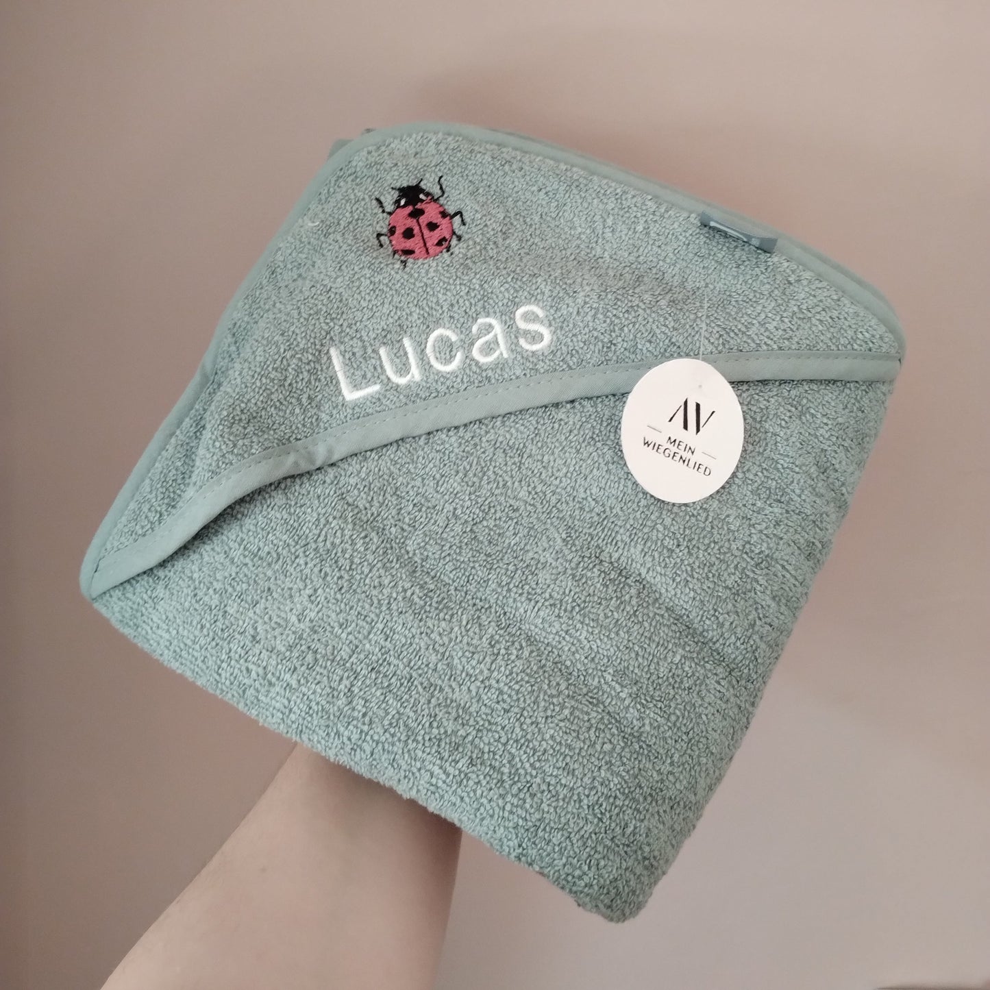 Kapuzenhandtuch Mint- personalisiert